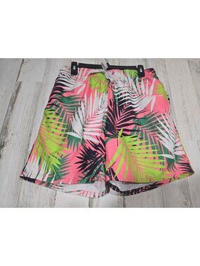 City Streets Talk To The Palm Swim Trunks Men's Size Medium 10.5" Inseam E3